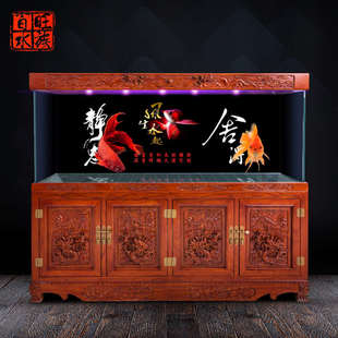 2023新款 大型龙鱼缸超白水族箱免换水客厅落地家用玄关隔断鱼缸