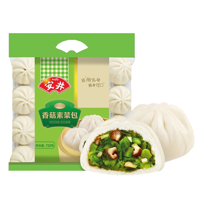 安井香菇素菜包720g*2家庭装营养早餐菜馒头包子面食点心速冻食品
