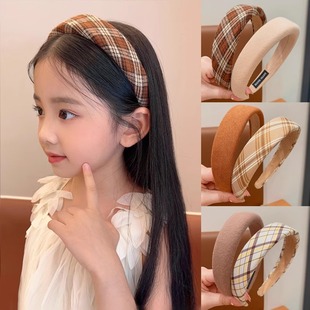 儿童高颅顶发箍小女孩韩版奶咖色发卡不勒头女童防滑压发头箍发饰