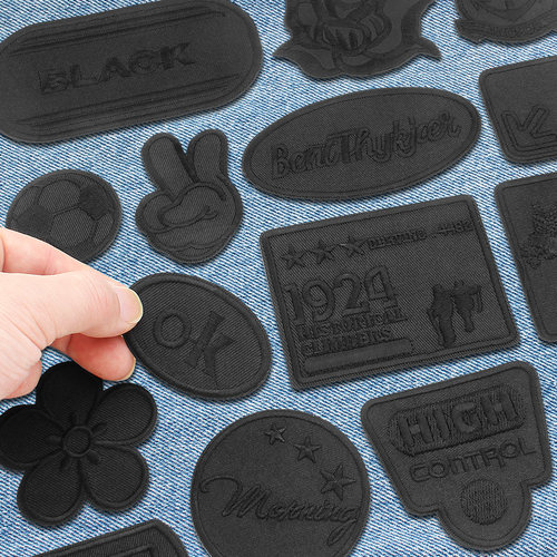 芊露黑色自粘刺绣修补丁贴