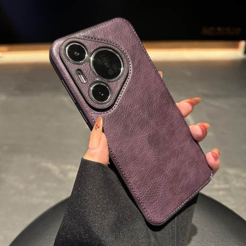 高级感牛皮全包适用华为pura70pro壳p60保护套mate70pro+防摔mate40por轻奢mata50复古真皮p80皮质创意