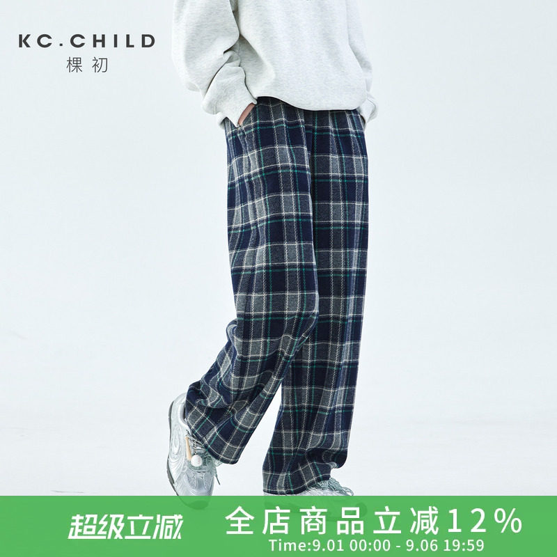 棵初女童色织简约复古格纹裤图片