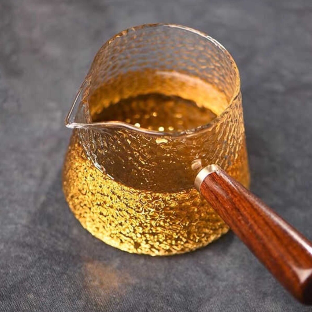 侧把公道杯茶漏套装加厚耐热锤纹玻璃功夫茶具配件过滤公杯分茶器