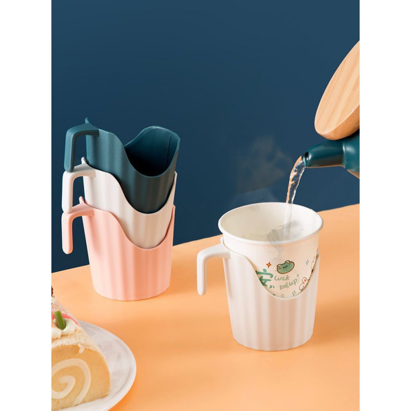 热卖款一次性纸杯杯托六只装加厚塑料波纹杯架隔热防烫手杯套底座