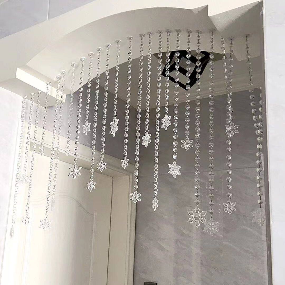 水晶珠帘隔断帘卧室门帘装饰客厅玄关婚庆半挂吊线珠链子成品