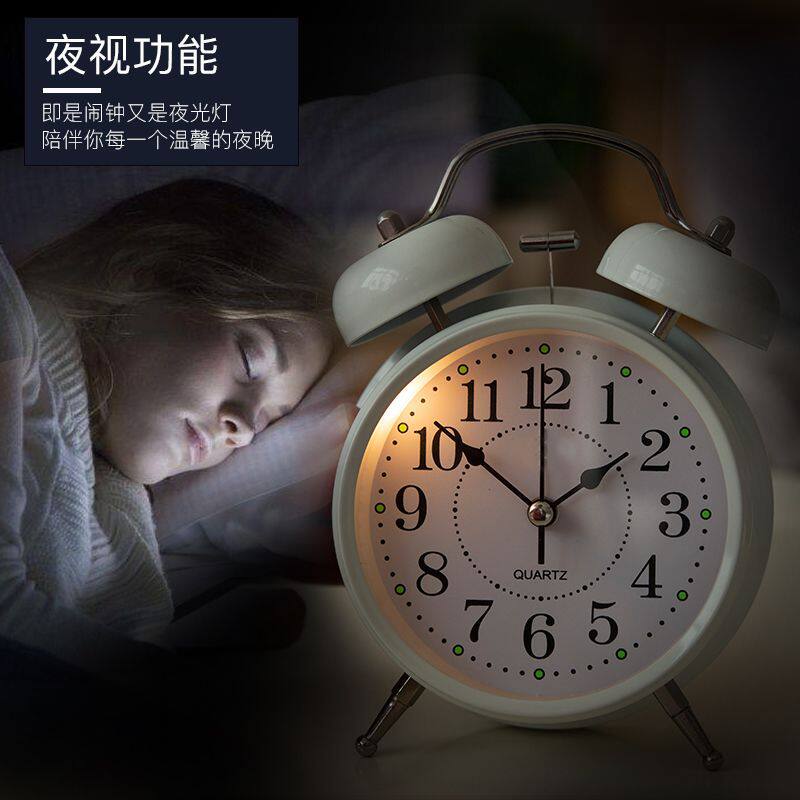 闹钟2025新款学生男女孩金属打铃起床神器充电初高中生荧光闹铃