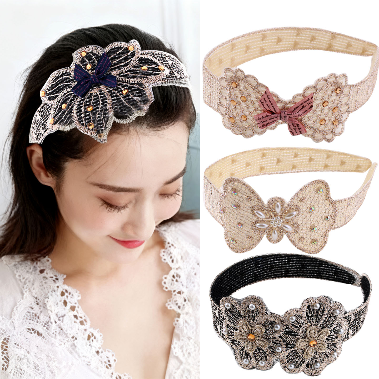 粘贴式魔术贴发箍头饰套装