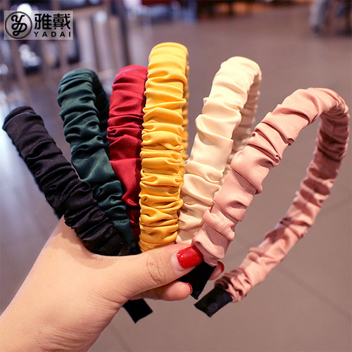 韩国布艺发箍甜美褶皱防滑宽边