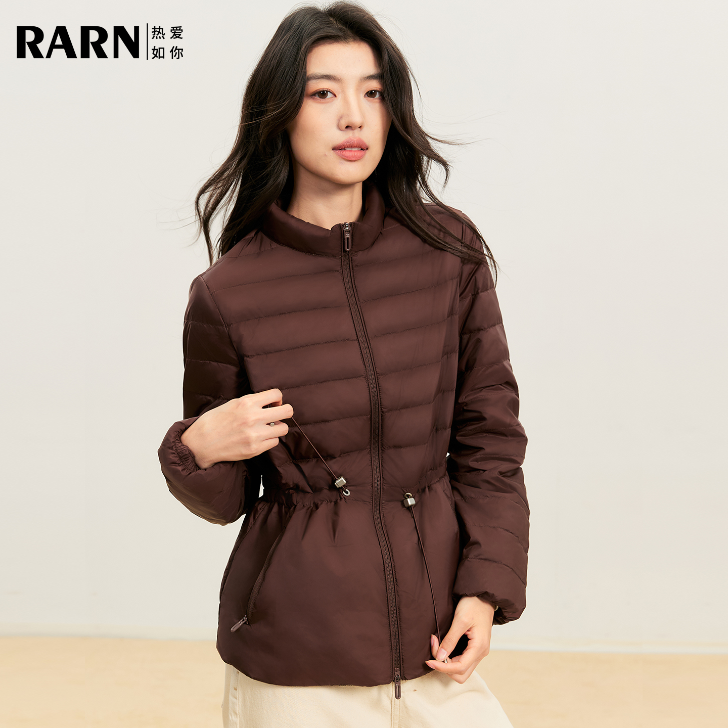 RARN收腰短款90白鸭绒轻薄羽绒服