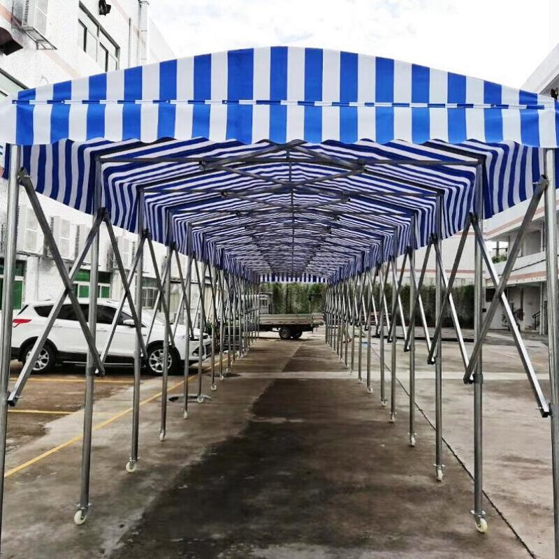 极速雨棚推拉伸缩Y停车棚遮阳y棚学校测温通道蓬防水隔离幼儿园移