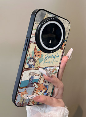 适用于华为mate70proplus手机壳报纸摸头狐狸兔刀锋60pro十小羊皮支架40简约新款50e套防摔男女生mate60pro+