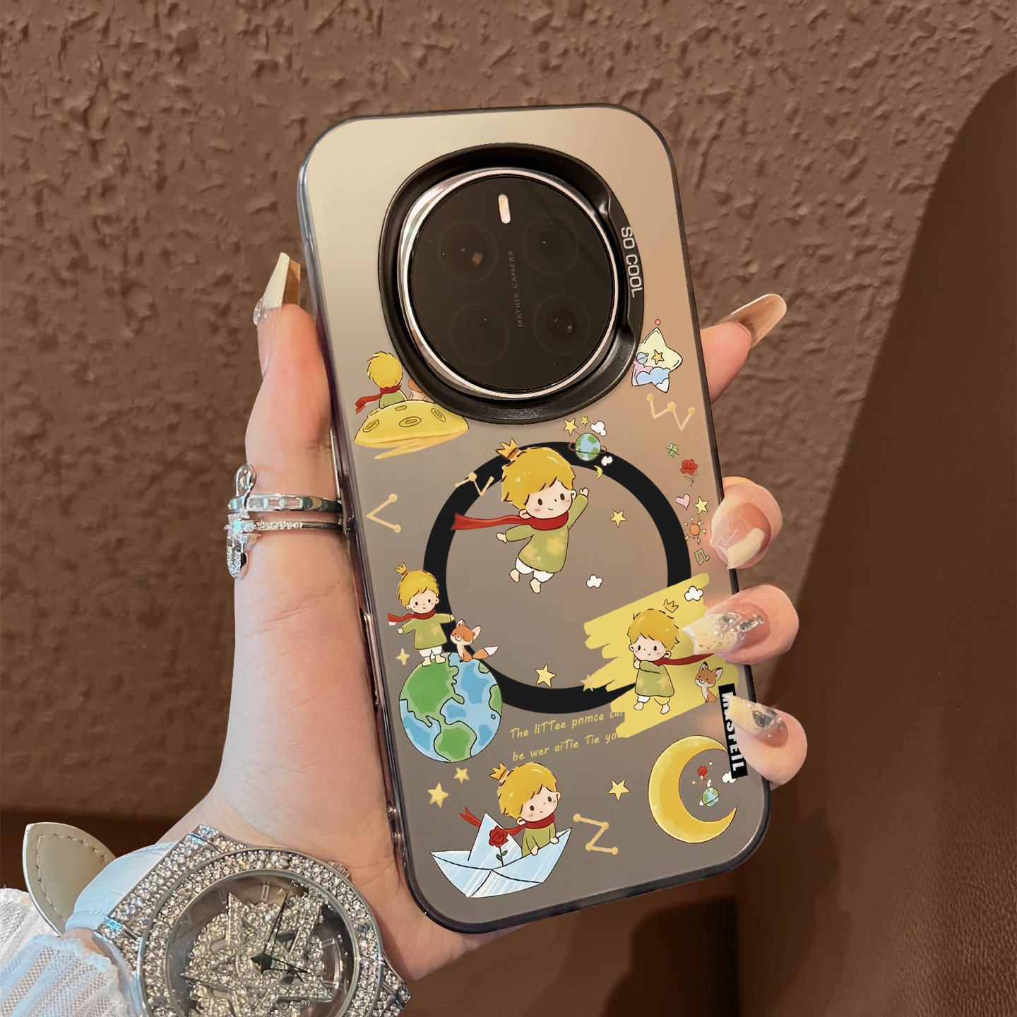 适用于荣耀magic7pro手机壳星月亮星球小人支架磁吸新品7男女款6pro全包防摔高级感保护套简约honormagic6