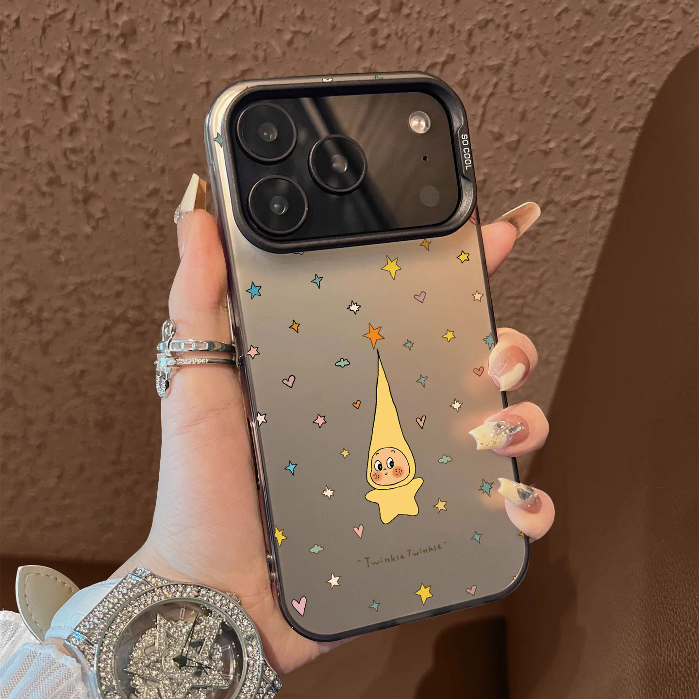 适用于苹果17promax手机壳彩色星星人16e支架高级感15苹果13彩银12套新品xr防摔xs男女款17air保护套iPhone14