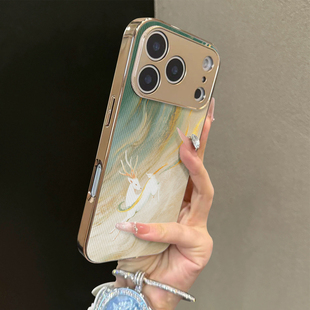 适用于苹果17promax手机壳遇见神鹿支架16e竖条纹iphone12/13套xs全包17air防摔15新款xr男女11pro外14Promax