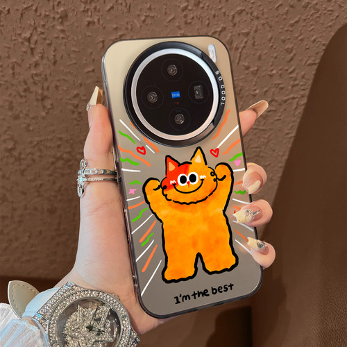 适用于vivox300pro手机壳支架发光橙猫x100ultra新品80男女款90s彩银60全包70防摔套x200promini