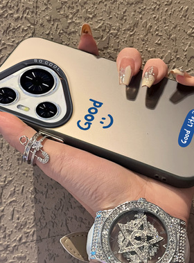 适用于华为pura80pro十手机壳蓝色good微笑支架高级感p60art简约p40+彩银p50e套防摔p30新款男女生p70ultra