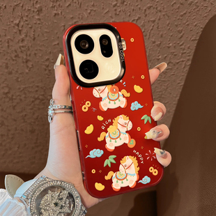 全包x6 男女款 x5防摔保护套简约findx8 x7ultra至尊版 适用于OPPOFindx9pro手机壳幸运马年支架红色彩银新品