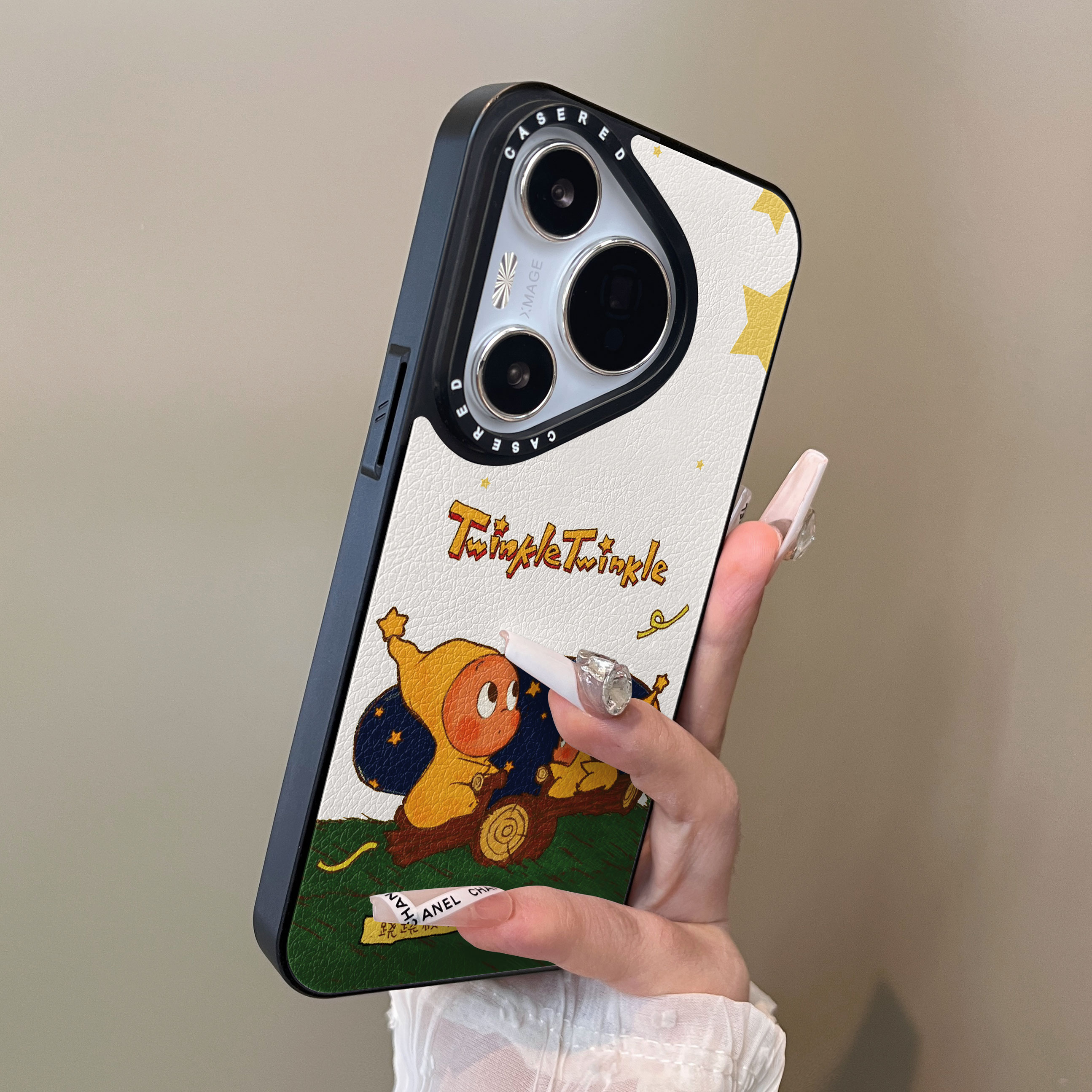 适用于华为pura80pro+手机壳跷跷板星星人p80plus十刀锋小羊皮支架p60简约p40新款p50e套防摔男女生p70ultra