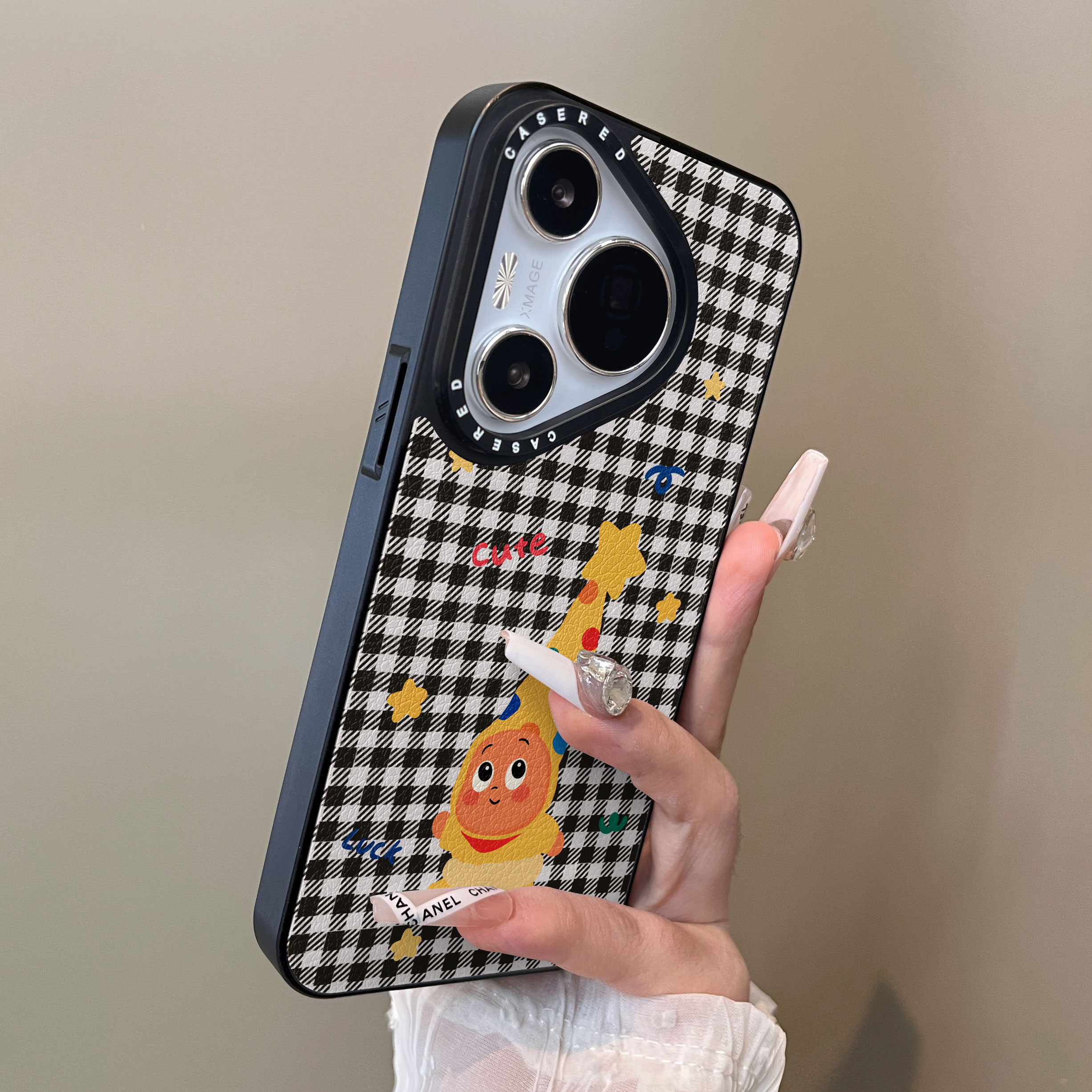 适用于华为pura80pro+手机壳黄色长帽星星人p80plus十刀锋小羊皮支架p60简约p40新款50e套防摔男女生p70ultra