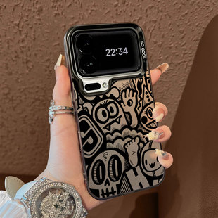 适用于小米17promax手机壳简约骷髅头鬼线条彩银高级感12spro外全包11个性创意新款男女生13套14/15ultra至尊