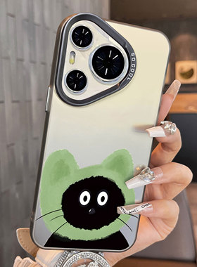 适用于华为pura70pro十手机壳高级感绿色水彩帽p60art简约p40+彩银p50e套防摔p30新款男女生p70ultra