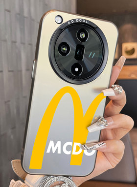 适用于OPPOFindx7pro手机壳黄色字母m银新品男女款全包findx6/x5防摔保护套简约findx7ultra至尊版