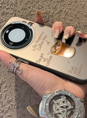 适用于realme真我GT6手机壳咖啡加牛奶支架彩银新品5Pro男女款全包12proplus防摔高级感保护套简约真我11+