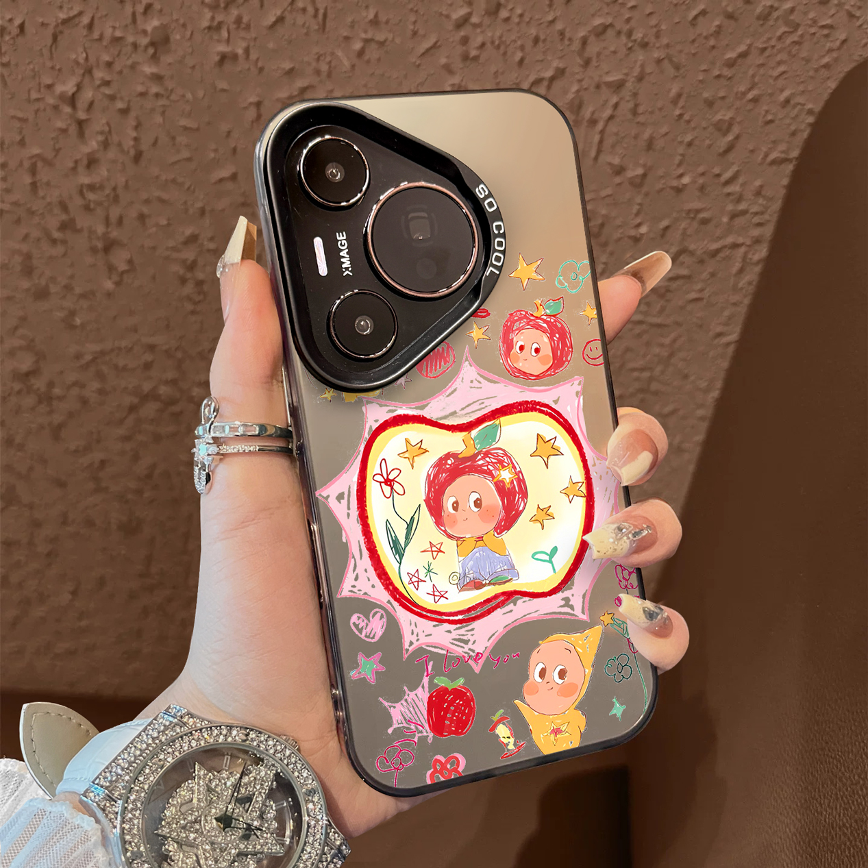 适用于华为pura80pro十手机壳涂鸦星星人支架高级感p60art简约p40+彩银p50e套防摔p30新款男女生p70ultra