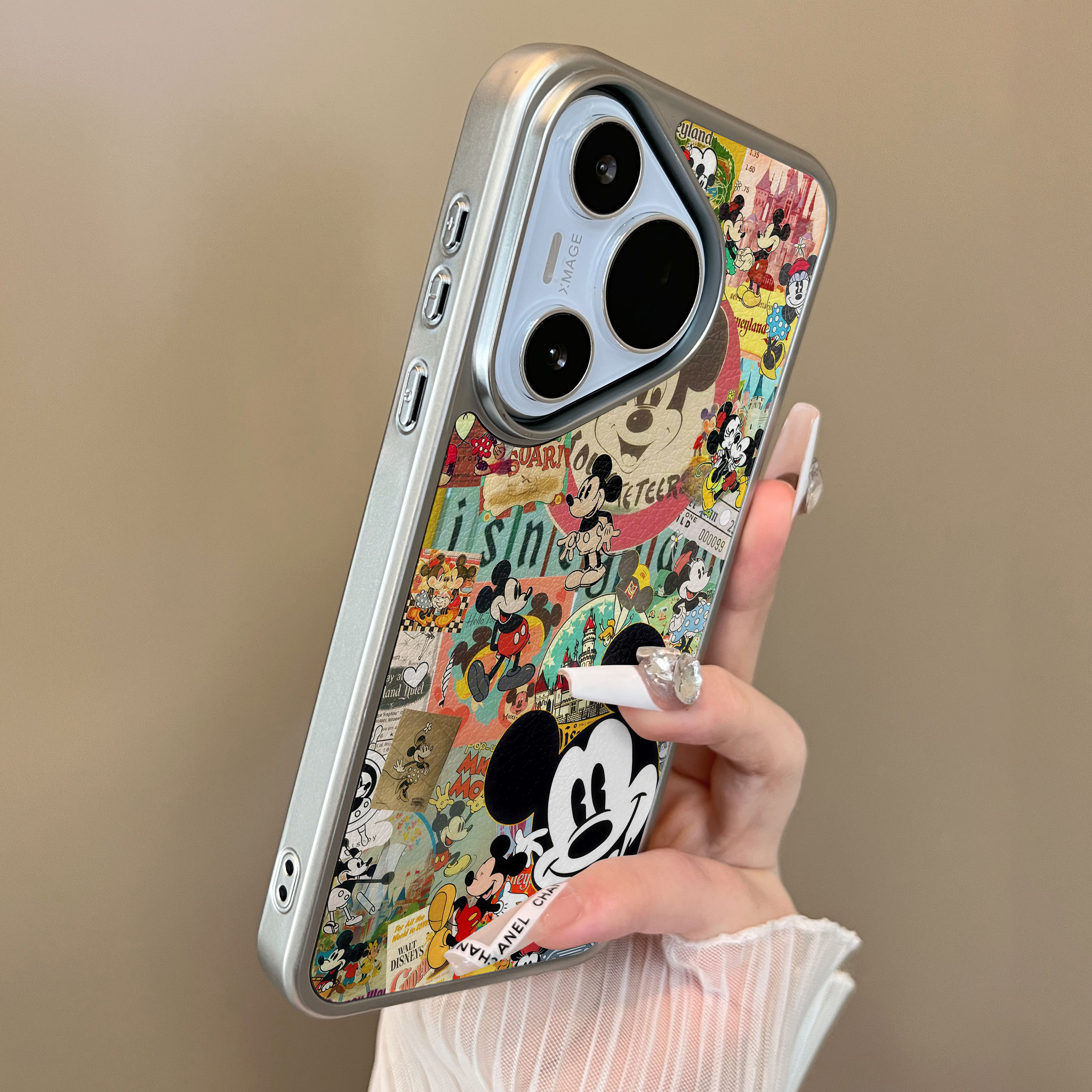 适用于华为pura80pro+手机壳p80plus十爱心气球微笑鼠二合一小羊皮支架p60简约新款套防摔男女生p70ultra