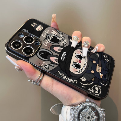 适用于苹果17promax手机壳骷髅头拉布布支架16e小羊皮iphone12/13套xs全包防摔14/15新款xr男女11pro外air