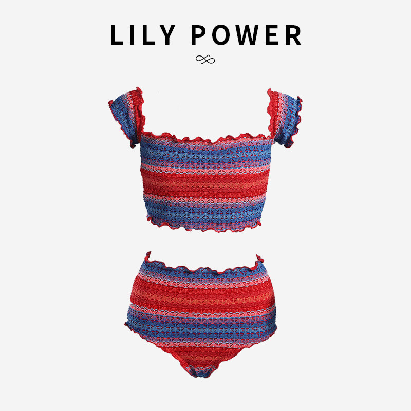 LILY POWER | 女子力时尚遮肚分体泳衣套装时髦沙滩泳装显瘦泳衣