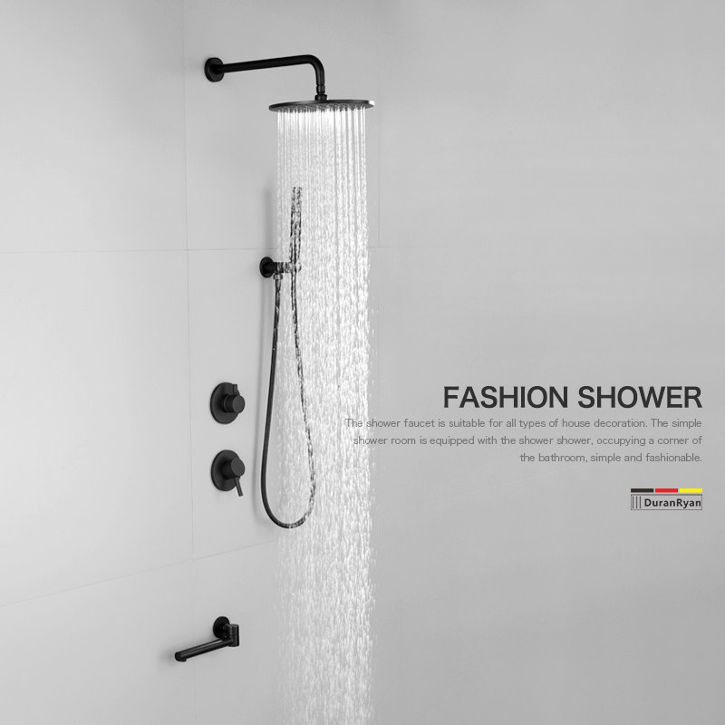 杜拉莱恩铜黑色冷热嵌入墙式暗装淋浴花洒套装冷热家用,家装主材,恒温花洒套装,淘宝优惠券,粉丝福利购,淘宝优惠卷