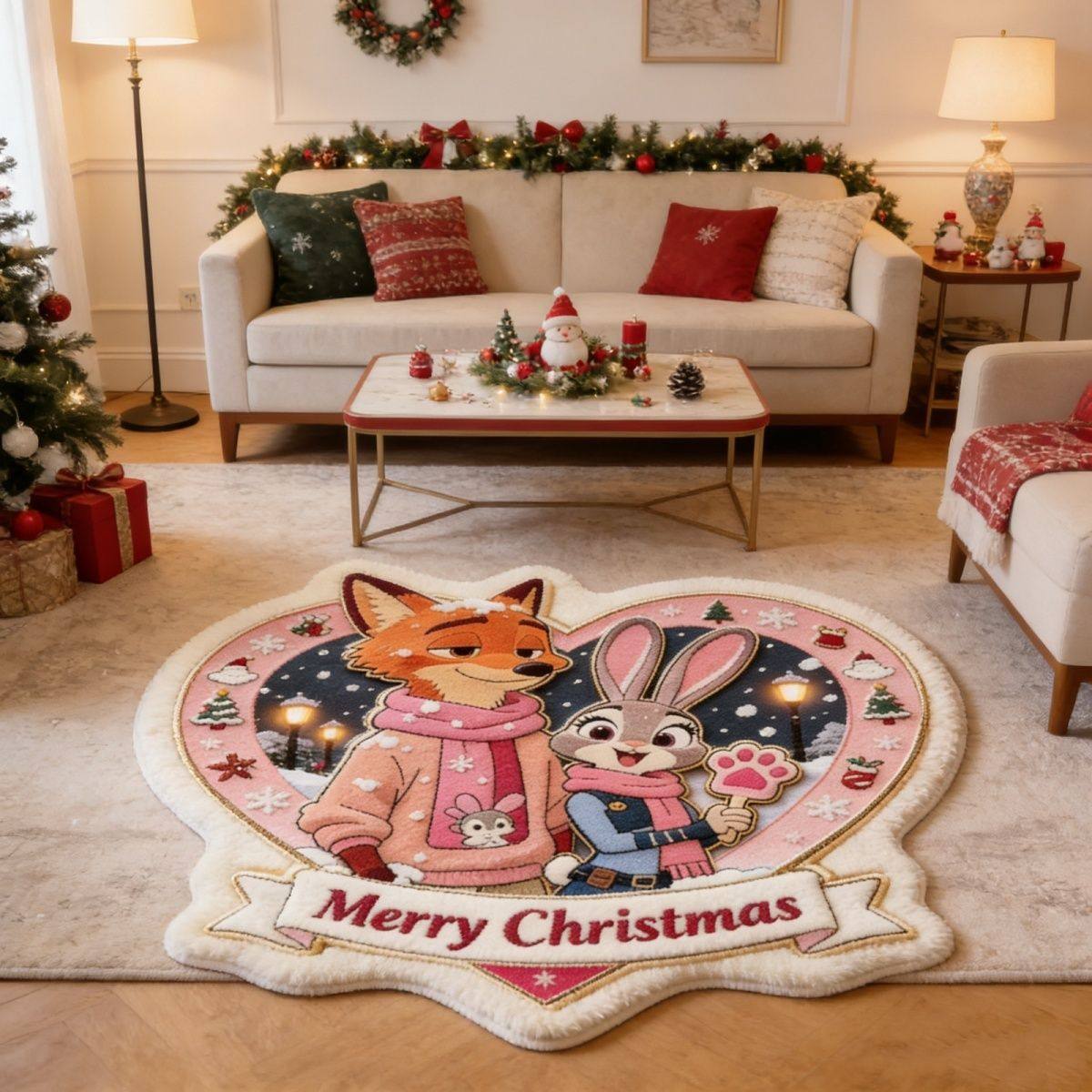 疯狂动物城地垫卡通可爱防滑卧室地毯仿羊绒床边床尾毛绒飘窗垫子