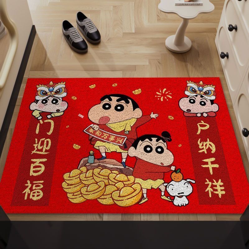 新年蜡笔小新地垫入户门垫丝圈防水防滑耐脏家用可裁剪进门脚垫子