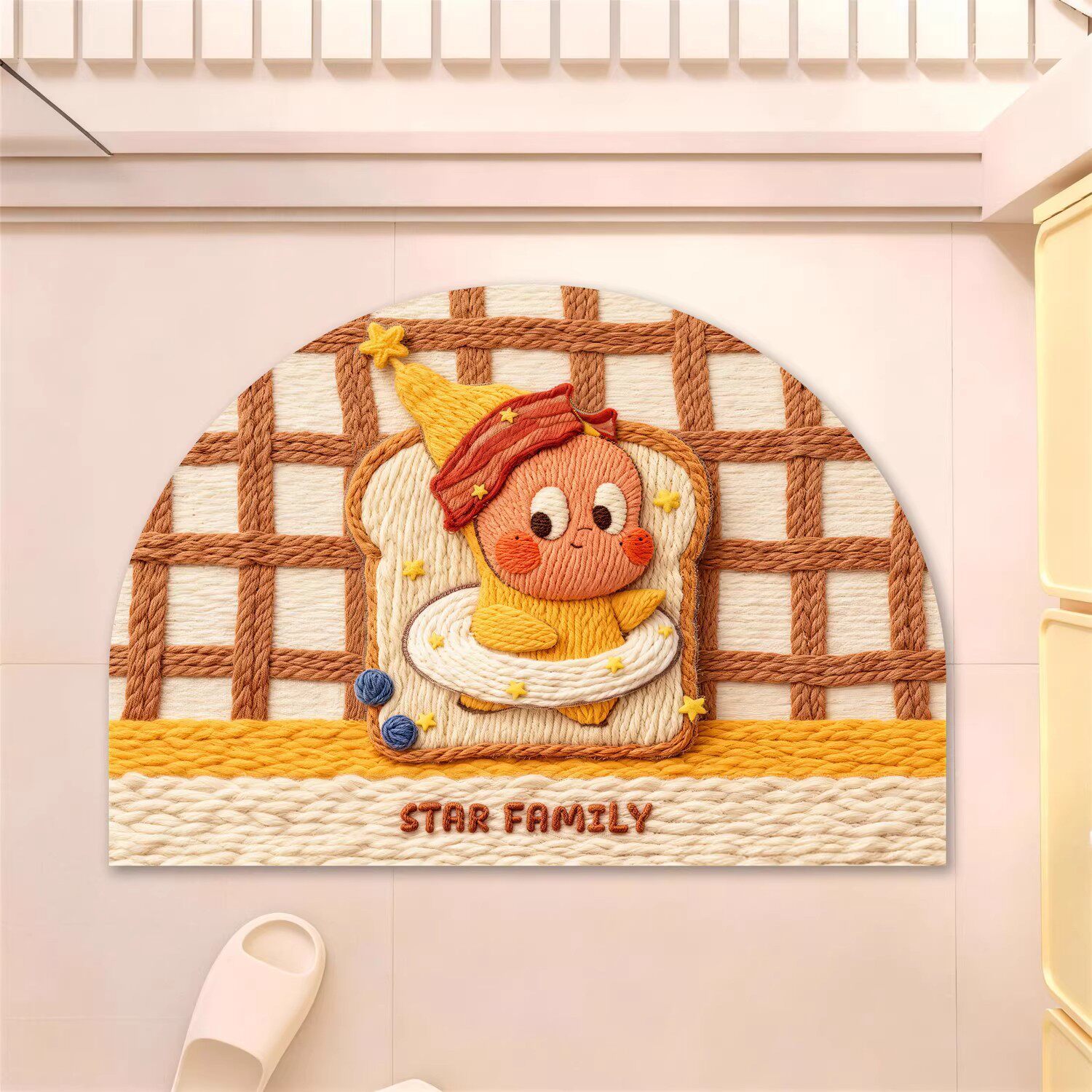 新款浴室地垫软硅藻泥半圆可爱卡通星星人防滑脚垫卫生间吸水地毯