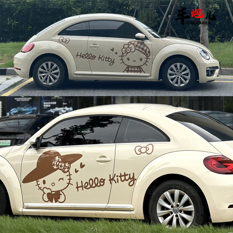 车炮儿定制kitty猫卡通车贴