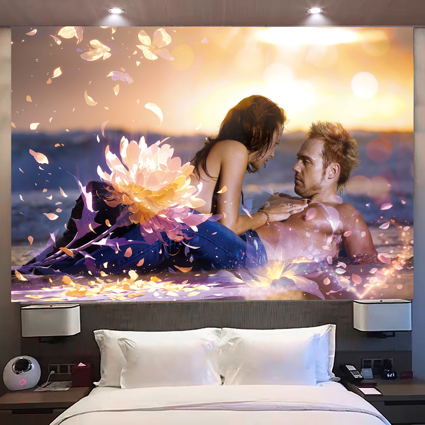 性感情侣自粘墙纸贴画酒店装饰画美女海报宾馆公寓贴纸背景墙壁画