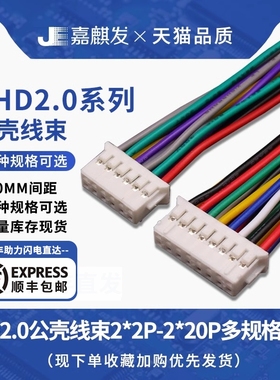 PHD2.0公壳双排端子线连接线单双头电子线26awg2*2p/3/4/5/6-12p