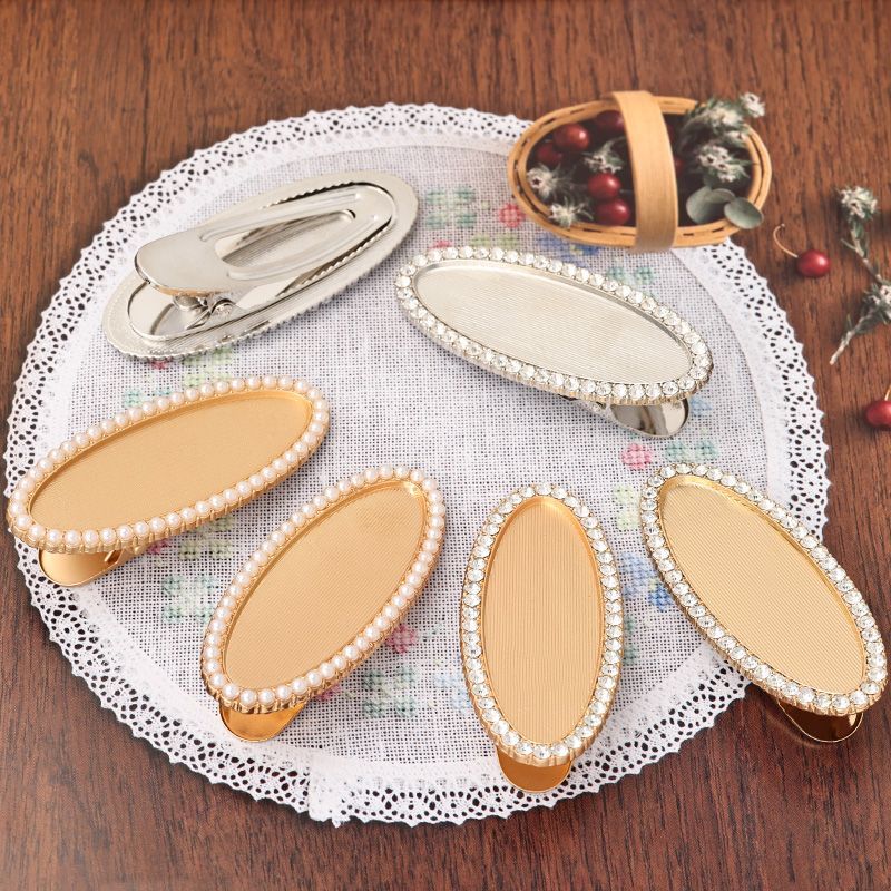 非遗宋锦珍珠系列发夹弹簧夹底托新中式手工diy刘海碎发边夹复古