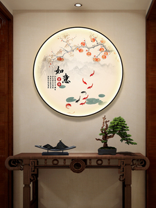 柿子圆挂画、夜光灯画、新中餐馆入口装饰画、家居画、平和喜悦书