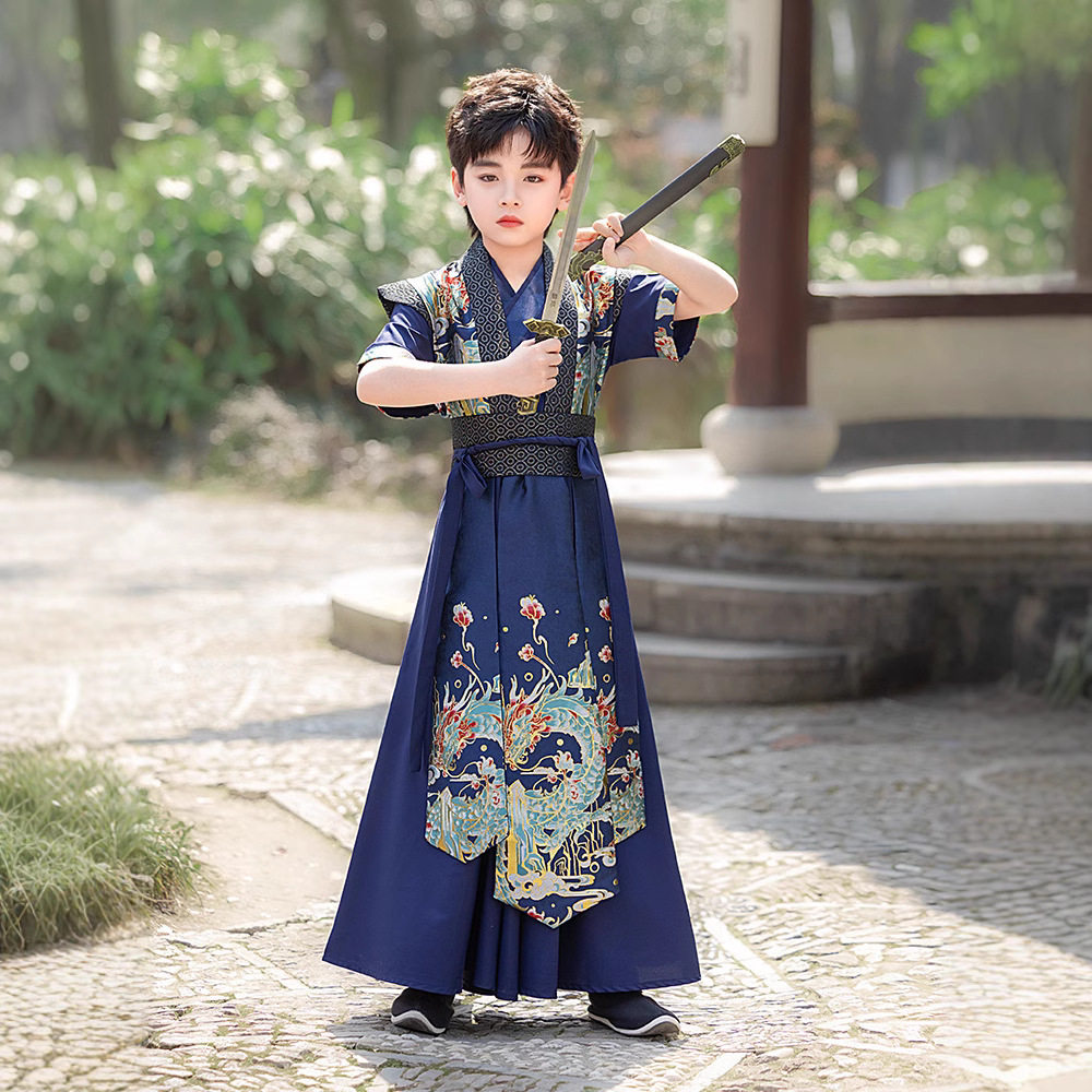 汉服男童2025夏季薄款短袖男孩古装公子小少爷儿童唐装古风国学服