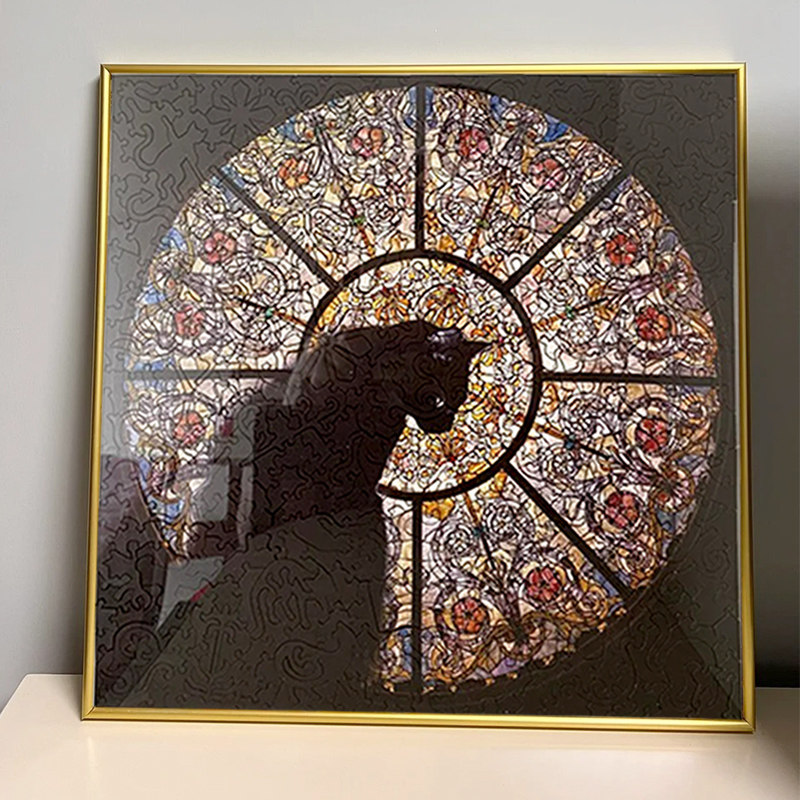 教堂猫拼图框Cathedral Cat异形拼图装裱30*30cm挂墙实木相框裱框