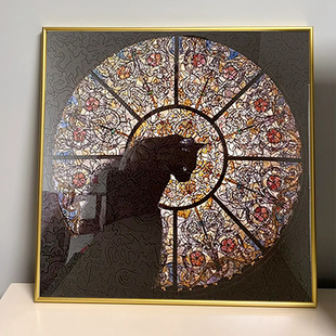 教堂猫拼图框Cathedral Cat异形拼图装裱30*30cm挂墙实木相框裱框