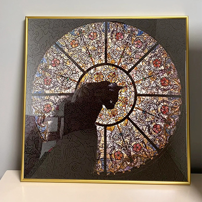 教堂猫拼图框Cathedral Cat异形拼图装裱30*30cm挂墙实木相框裱框