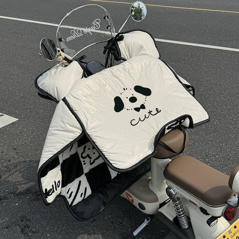 日本lp电动车挡风被冬季加绒加厚电瓶车防水防寒电车防风罩厚款