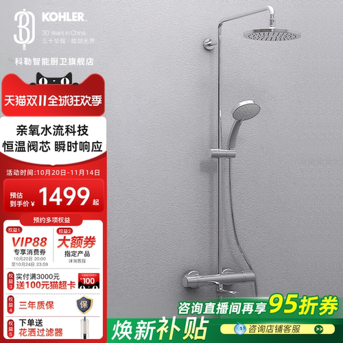 科勒恒温淋浴花洒套装增压喷头
