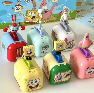 海绵宝宝盲盒章鱼哥蟹老板比奇堡美食速递儿童乐趣高玩具拼装 积木