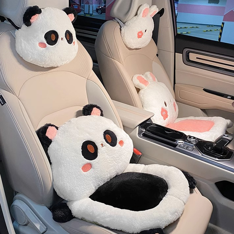 冬季毛绒头枕腰靠（熊猫兔子~）