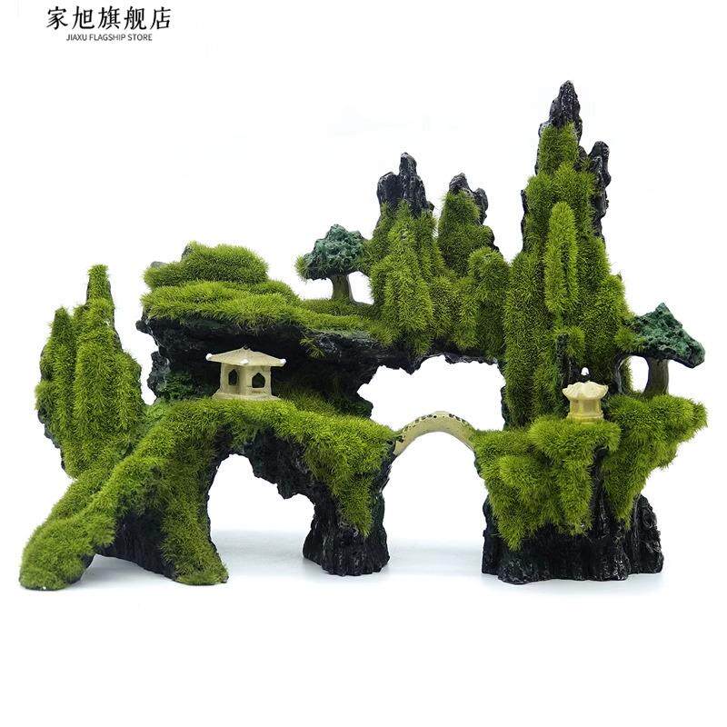 鱼缸造景装饰假山石头草布景仿真水草造景套餐水族箱大小摆件包邮