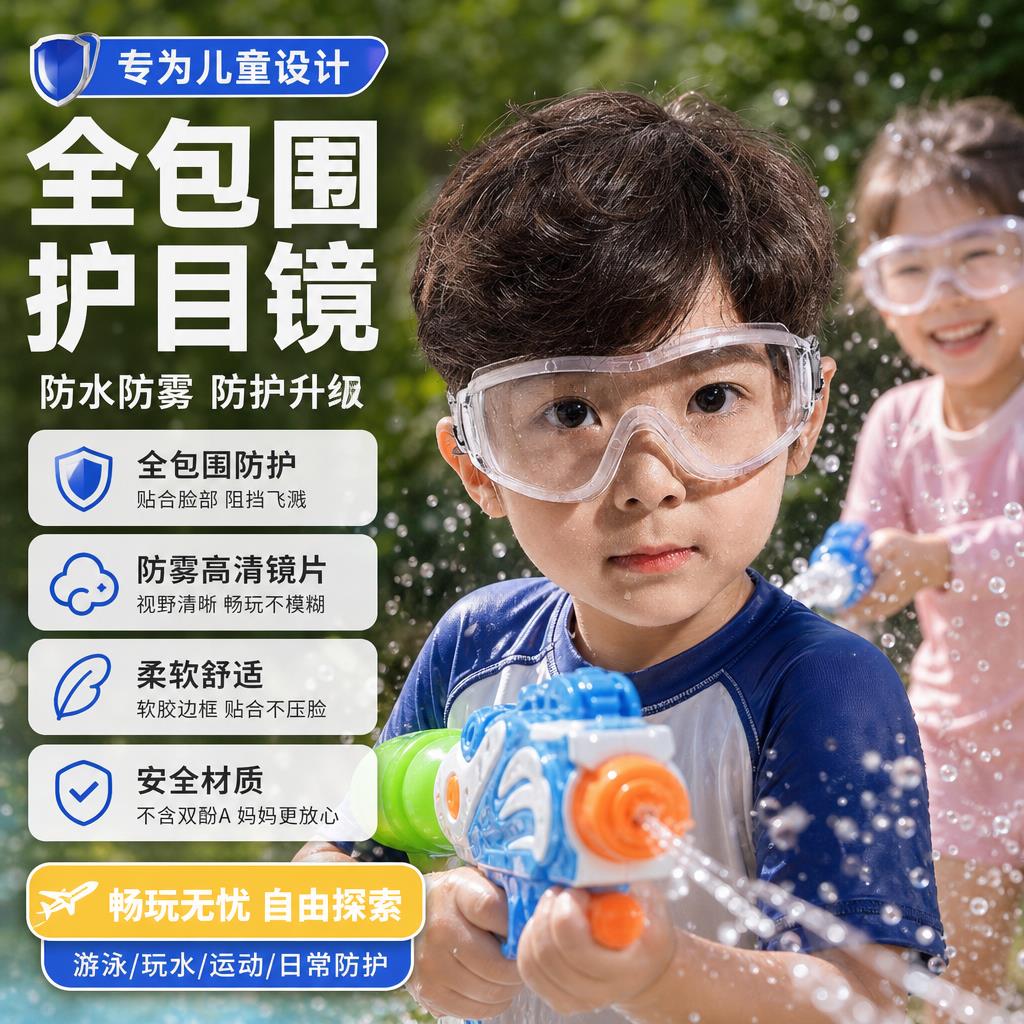 护目镜打水仗儿童玩水骑行风沙防图片